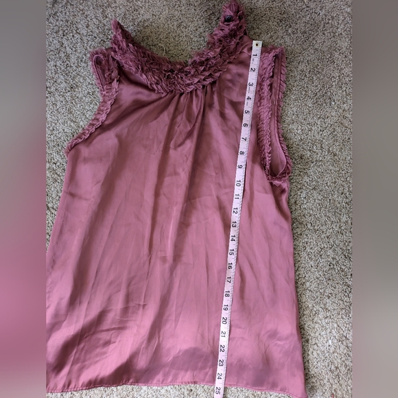 Zara Rose Mauve Pink Sleeveless Ruffle Neck Shirt Size S - Picture 8 of 9